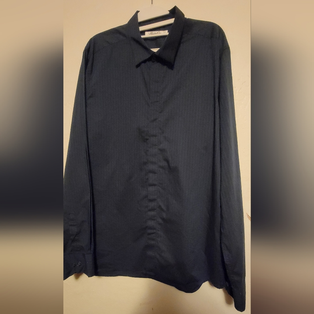 Kenneth Cole NY Men Dress Shirt, Large, Blue